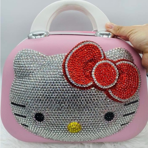 Hello Kitty Handbags - Hello Kitty Pink and Red Crystal Embellished mini suitcase